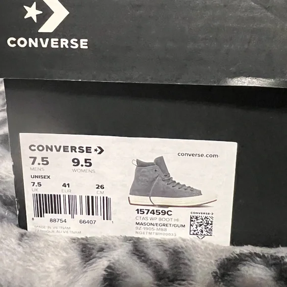 Converse Chuck Taylor All Star Waterproof Leather Boot Hi Grey M 7.5  157459C - Picture 6 of 6